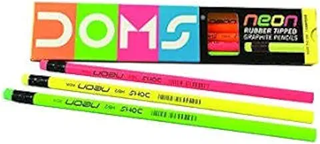 Doms Neon Pencil Set with Eraser