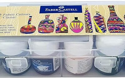 Faber-Castell Fabric Colours for Painting – 10ml x 12 Shades | Fabric Paint Set