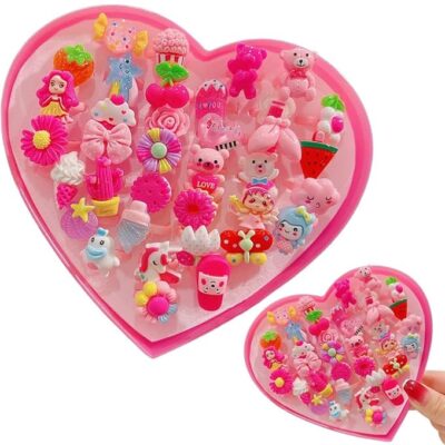 Kids Girls Play Rings Doll Fancy 36 Finger Ring for Birthday Gifts