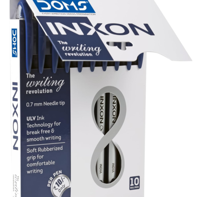 2 - Doms Inxon Blue Ball Pen| 0.7mm | Soft Rubberized Grip| PACK of 10 Blue Ballpens + Doms Spiral 300 Pages (Set of 2)