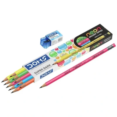 2 - DOMS Neon Pencil with Eraser Set of 10 + 4 Flair Mechanical pencil